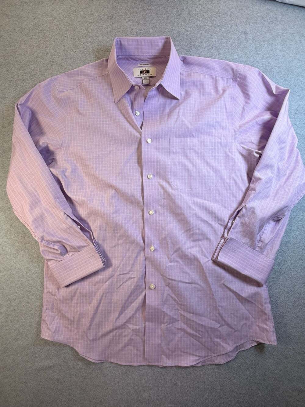 Joseph Abboud Dress Shirt Size 16 1/2 32/33 Purple Plaid Egyptian Cotton